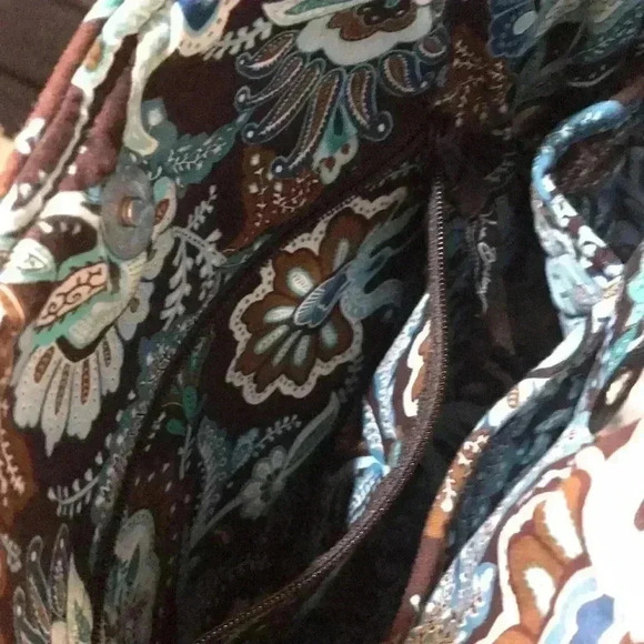Vera Bradley Brown Floral Quilted Shoulder Bag with Side & 4 Inside Pockets. - Picture 8 of 13